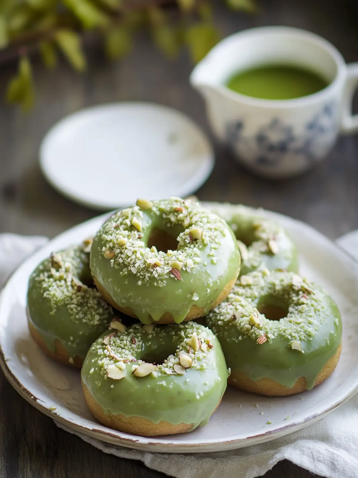 Matcha Doughnuts with Almond Glaze for a Sweet Kickstart 4 Matcha Doughnuts with Almond Glaze