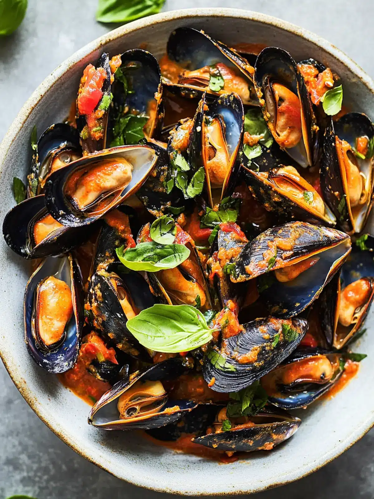 Spicy Mussels with Harissa and Basil for a Flavor Explosion 3 Mussels with Harissa and Basil