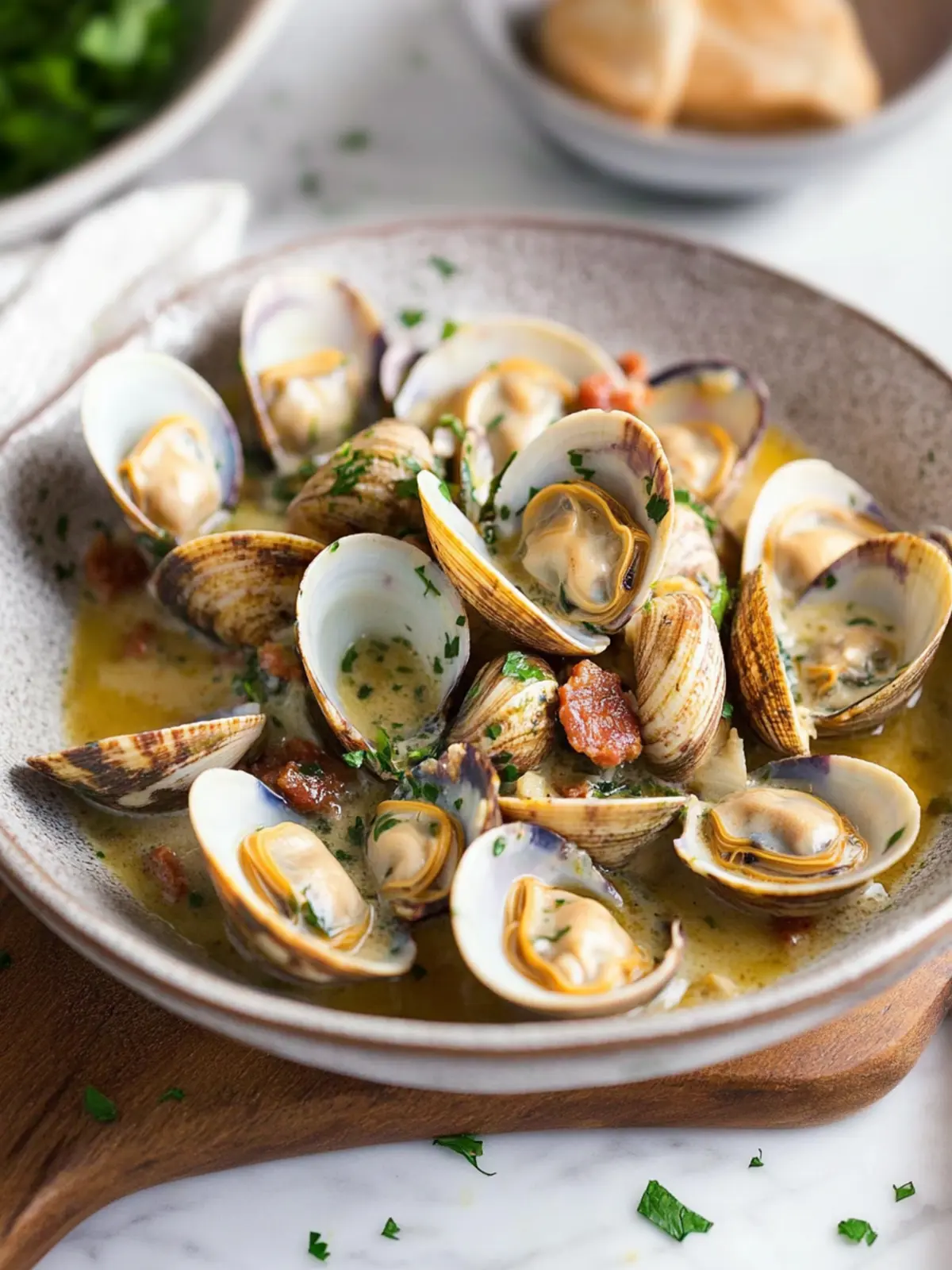 Savory Clams with Chorizo, White Wine and Cream Delight 4 Clams with Chorizo, White Wine and Cream