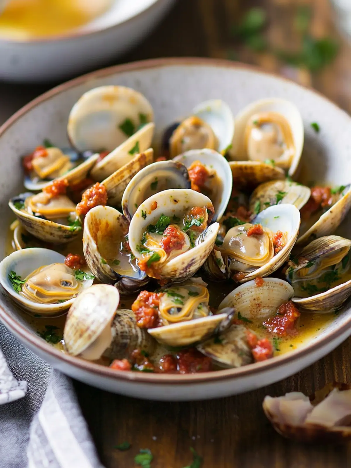 Savory Clams with Chorizo, White Wine and Cream Delight 2 Clams with Chorizo, White Wine and Cream