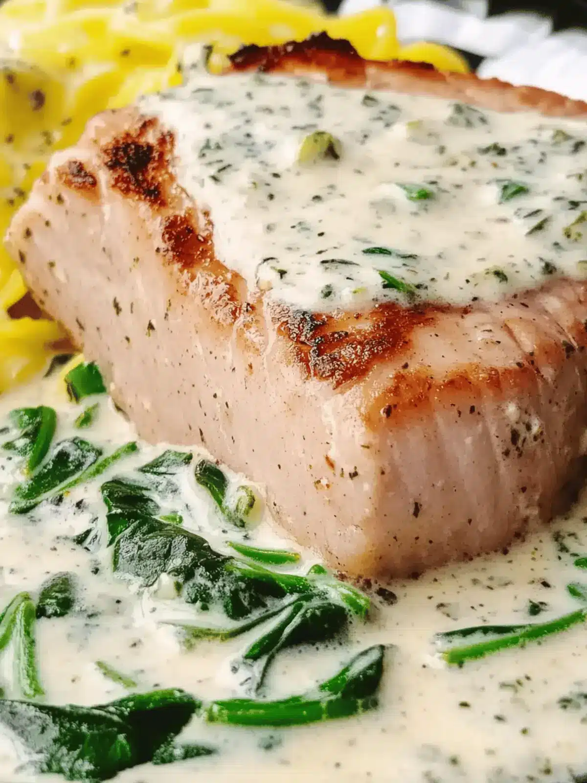 Savory Tuna Steaks with Garlic-Herb Cream Sauce Delight 4 Tuna Steaks with Garlic-Herb Cream Sauce