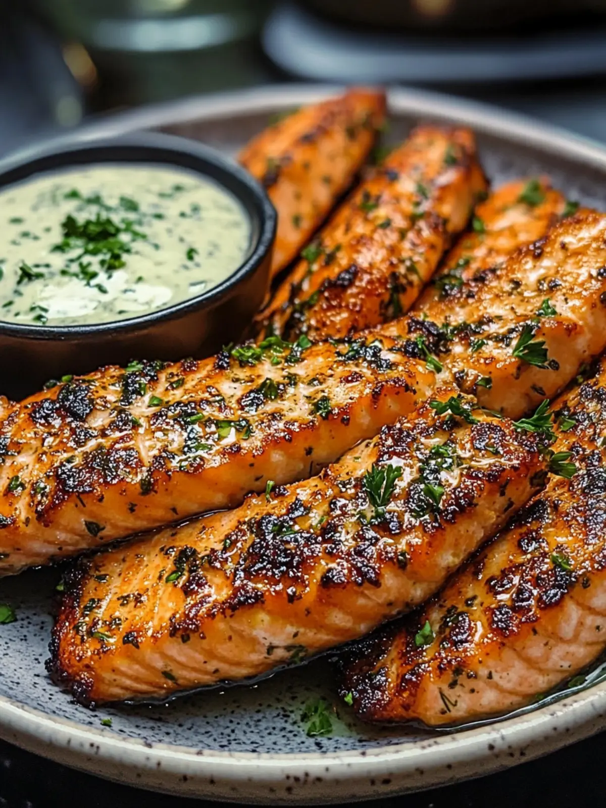 Crispy Salmon Strips with Herb Tartar Dip for Healthy Snacking 2 Crispy Salmon Strips with Herb Tartar Dip
