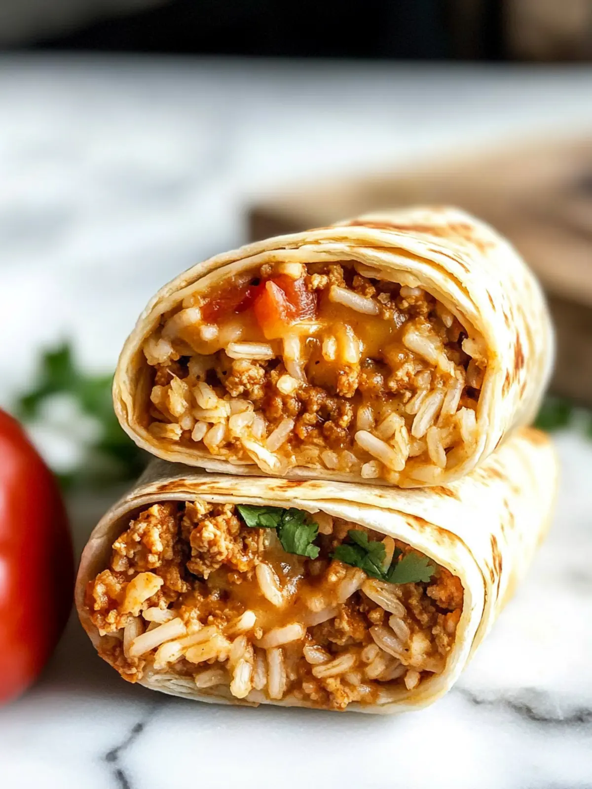 Cheesy Ground Chicken and Rice Burritos for a Quick Dinner Delight 4 Cheesy Ground Chicken and Rice Burritos