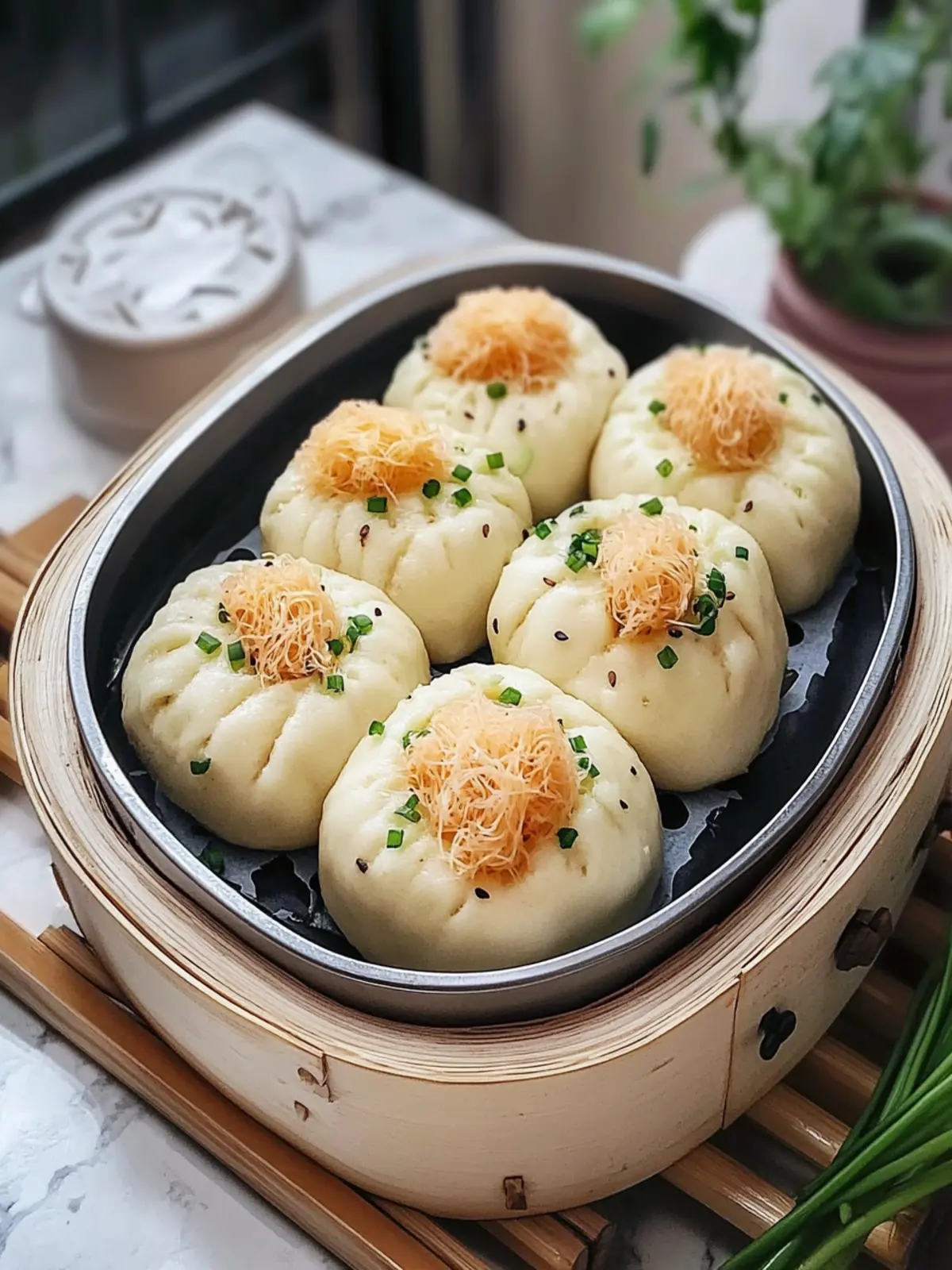Pork Floss Scallion Buns: A Must-Try Steamed Delight! 3 Pork Floss Scallion Buns