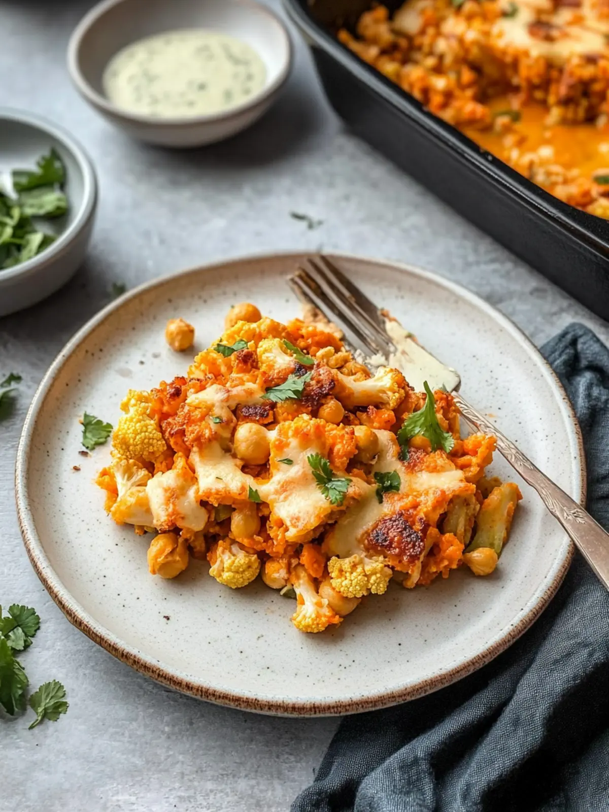 Delicious Buffalo Cauliflower & Chickpea Casserole Bake 4 Buffalo Cauliflower & Chickpea Casserole