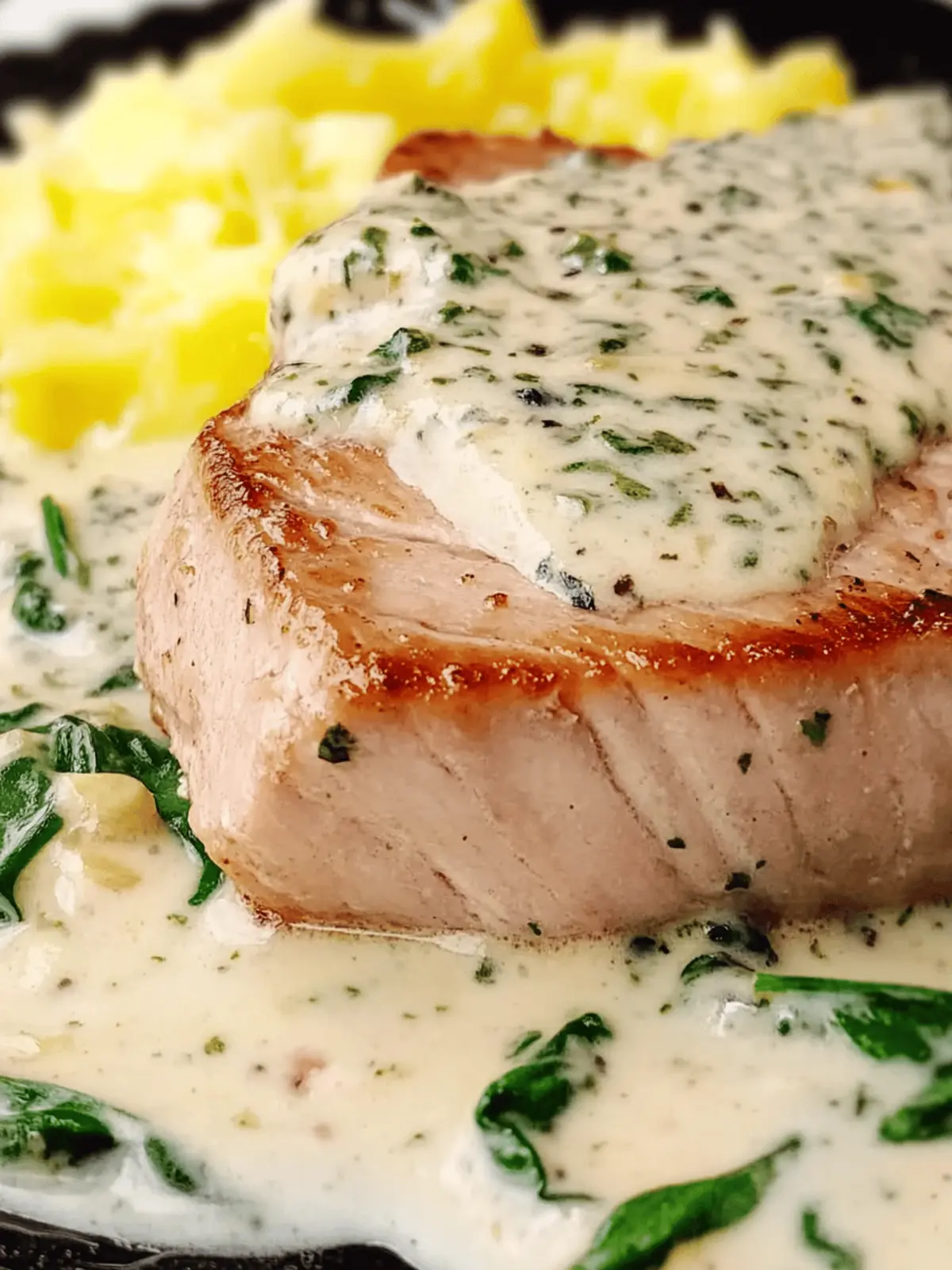 Savory Tuna Steaks with Garlic-Herb Cream Sauce Delight 2 Tuna Steaks with Garlic-Herb Cream Sauce