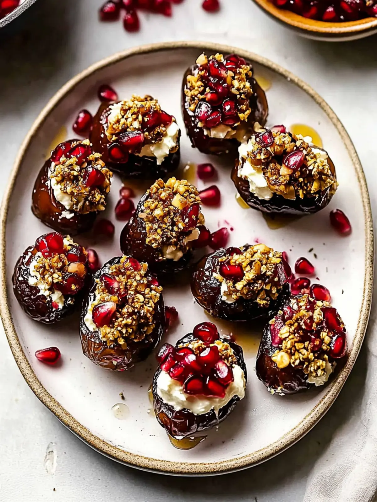 Irresistible Mascarpone Stuffed Dates with Pomegranate Delight 3 Mascarpone Stuffed Dates with Pomegranate and Honey