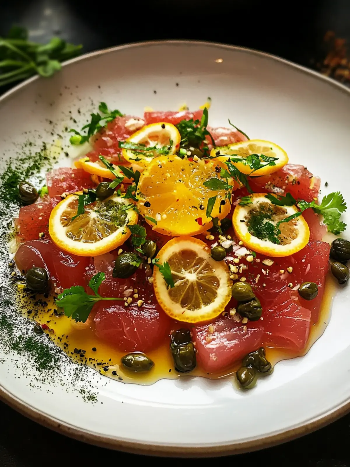 Fresh Tuna Crudo with Citrus Capers for Effortless Elegance 3 Fresh Tuna Crudo Citrus Capers