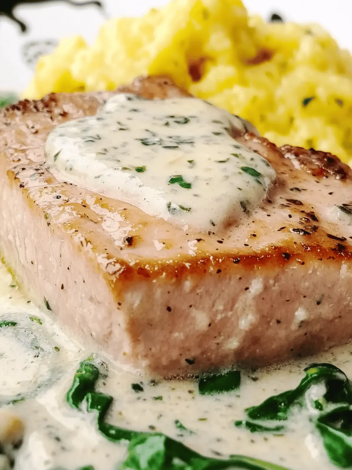 Savory Tuna Steaks with Garlic-Herb Cream Sauce Delight 3 Tuna Steaks with Garlic-Herb Cream Sauce
