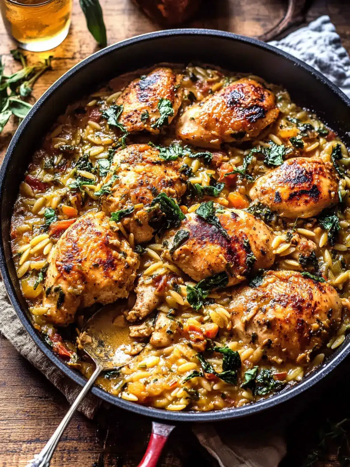 One Skillet Tuscan Chicken and Orzo for Easy Weeknight Dinner 3 One Skillet Tuscan Chicken and Orzo
