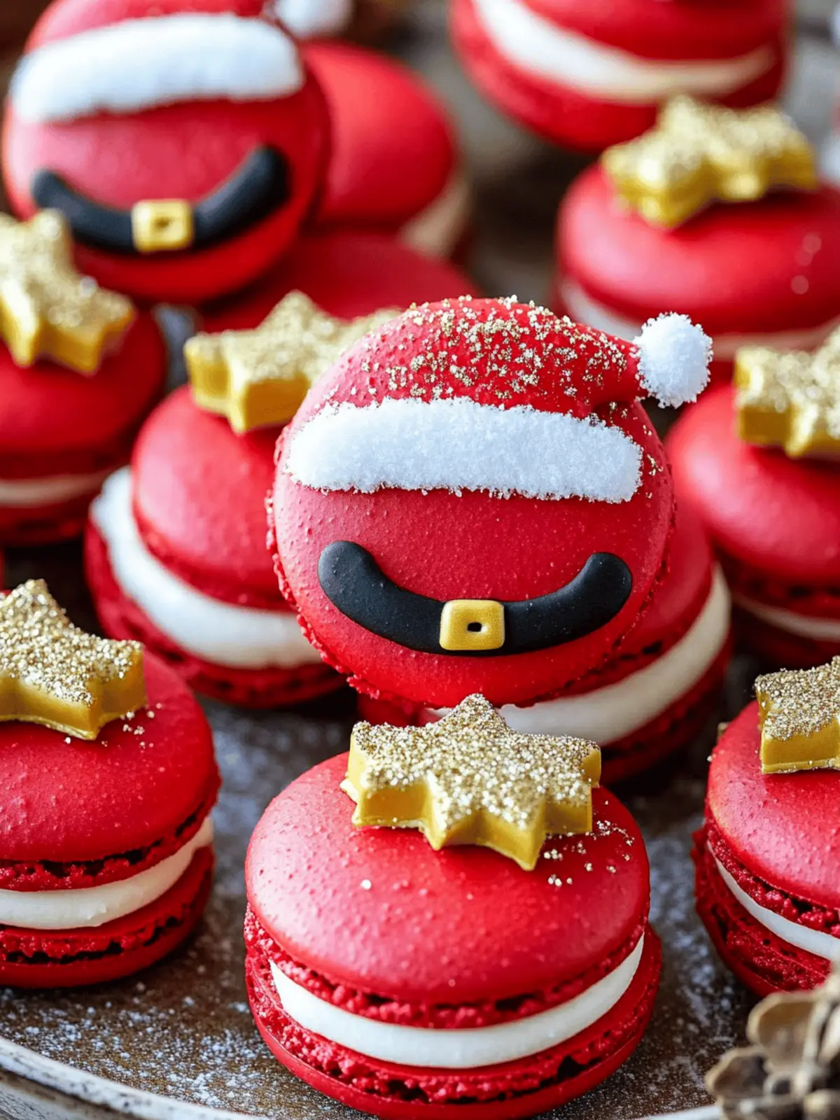 Delightful Santa Claus Macarons with Holiday Sugar Cookie Cream 2 Santa Claus Macarons