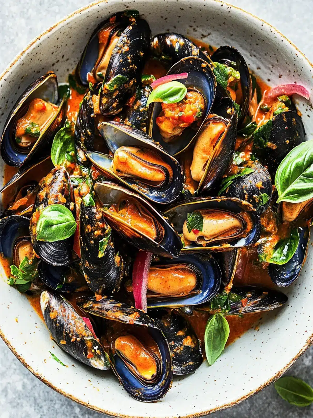 Spicy Mussels with Harissa and Basil for a Flavor Explosion 2 Mussels with Harissa and Basil