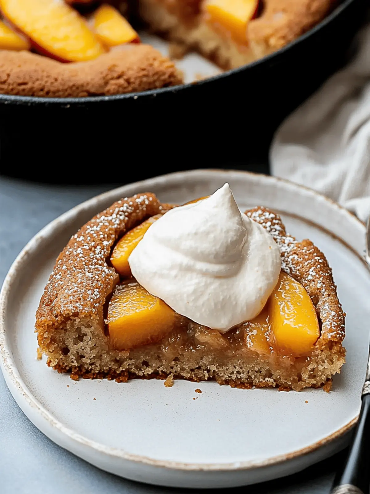 Decadent Brown Sugar Peach Skillet Cake with Vanilla Whipped Cream 2 Brown Sugar Peach Skillet Cake with Vanilla Whipped Cream