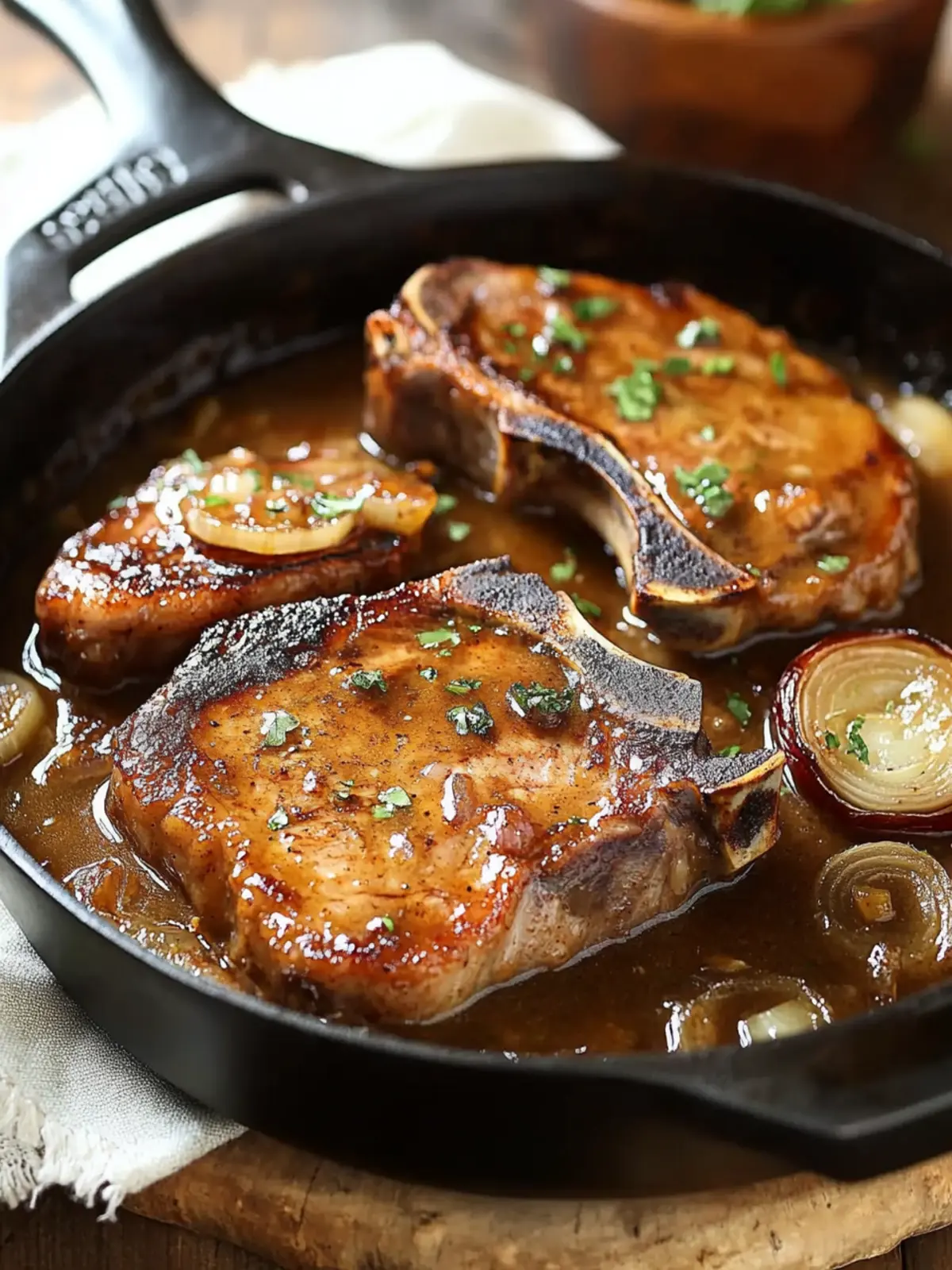 Savory Skillet Chops with French Onion Gravy Delight 3 Skillet Chops with French Onion Gravy