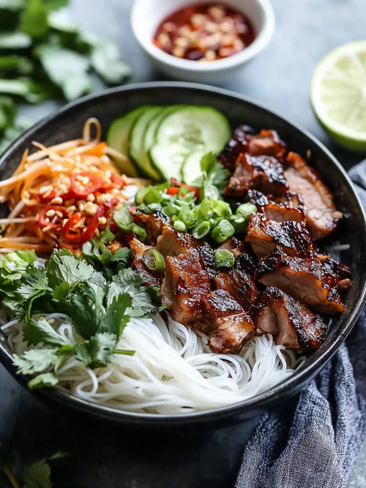 Savor the Flavor: Vietnamese Noodle Bowl with Grilled Pork 3 Vietnamese Noodle Bowl with Grilled Pork