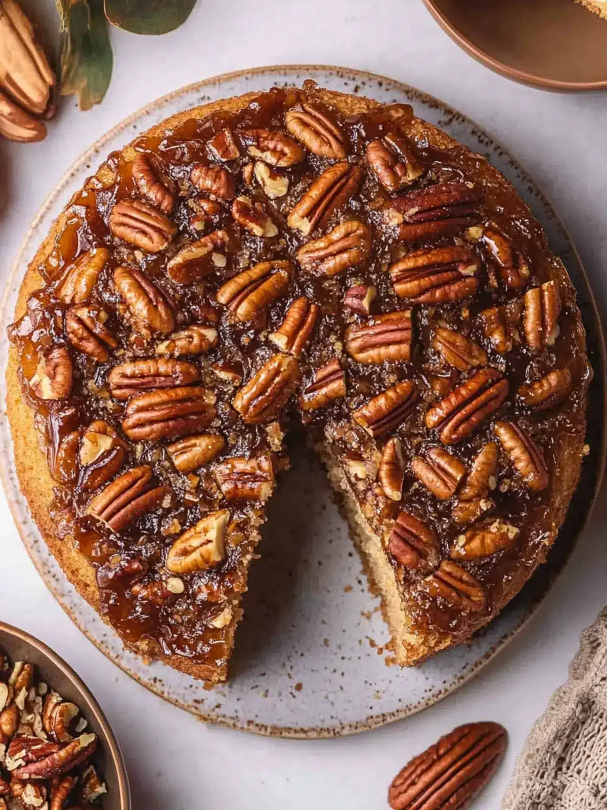 Indulge in Vegan Pecan Upside Down Cake Bliss Today 3 Vegan Pecan Upside Down Cake