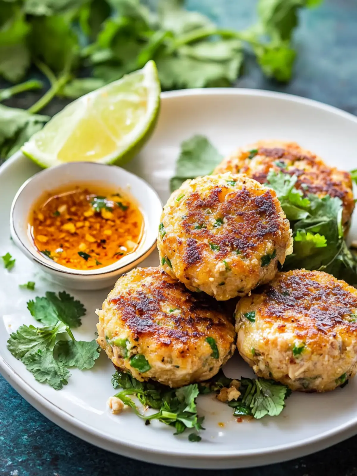 Savory Thai Chicken Cakes with Kickin' Spicy Mango Chutney 3 Thai Chicken Cakes