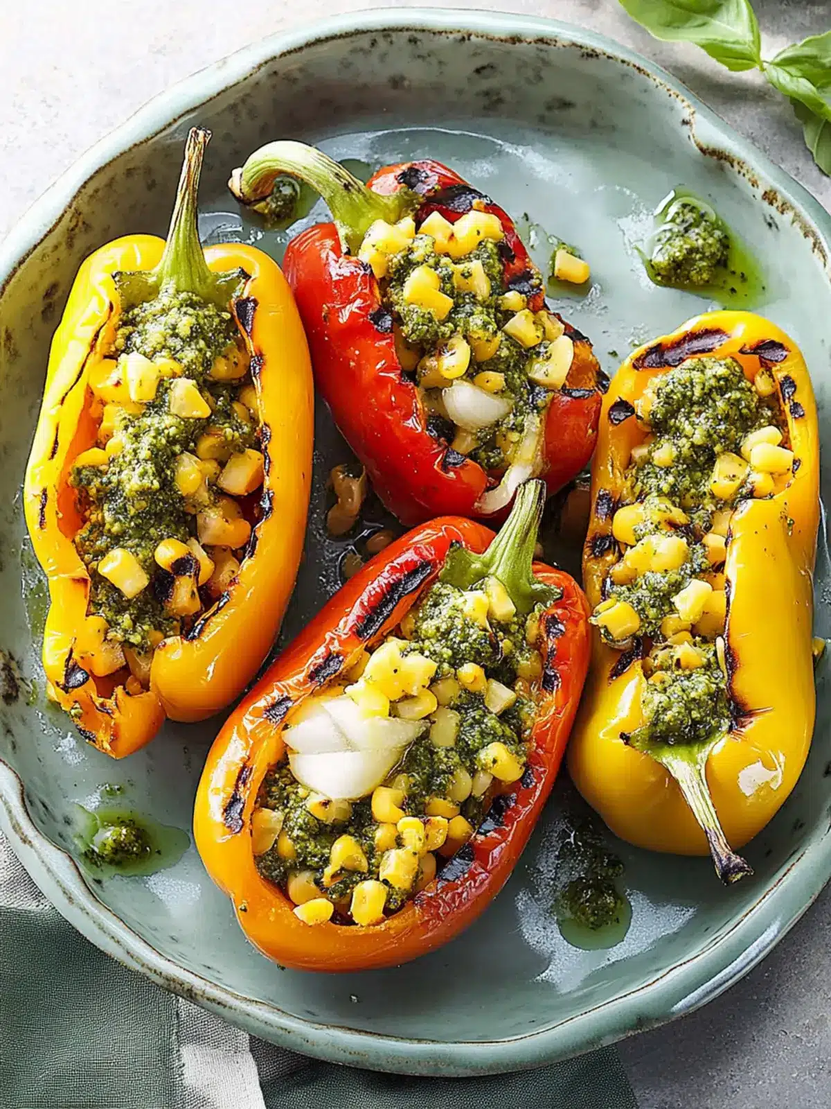 Delicious Pesto-Corn Grilled Peppers for Easy Summer Flavors 4 Pesto-Corn Grilled Peppers