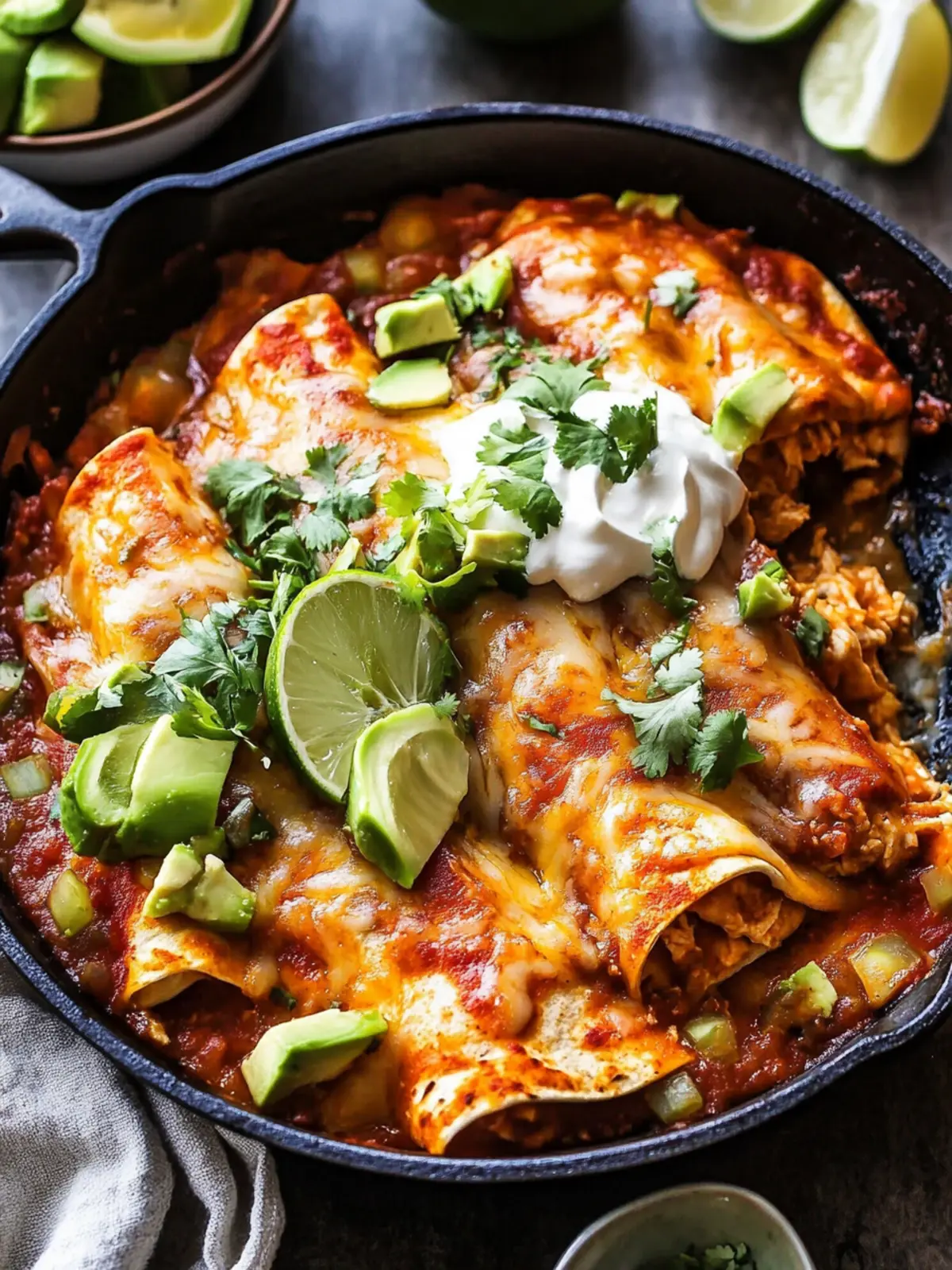Savory Easy Skillet Chicken Tinga Enchiladas with Pineapple Salsa 3 Easy Skillet Chicken Tinga Enchiladas