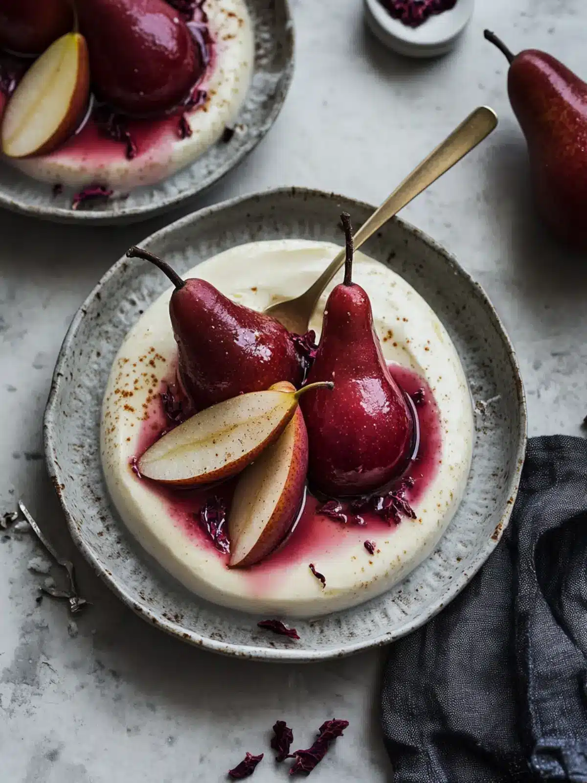 Delightful Baked Vanilla Yoghurt With Hibiscus Poached Pears 2 Baked Vanilla Yoghurt With Hibiscus Poached Pears