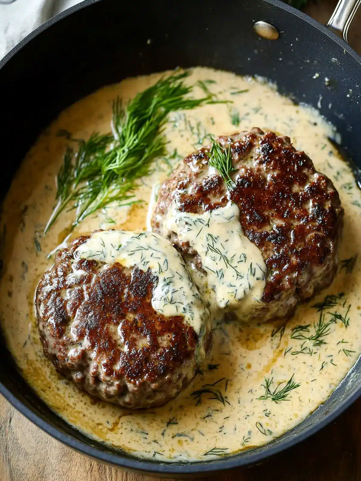 Savory Hamburger Steaks in Creamy Dill Sauce You ll Love 3 Hamburger Steaks in Creamy Dill Sauce