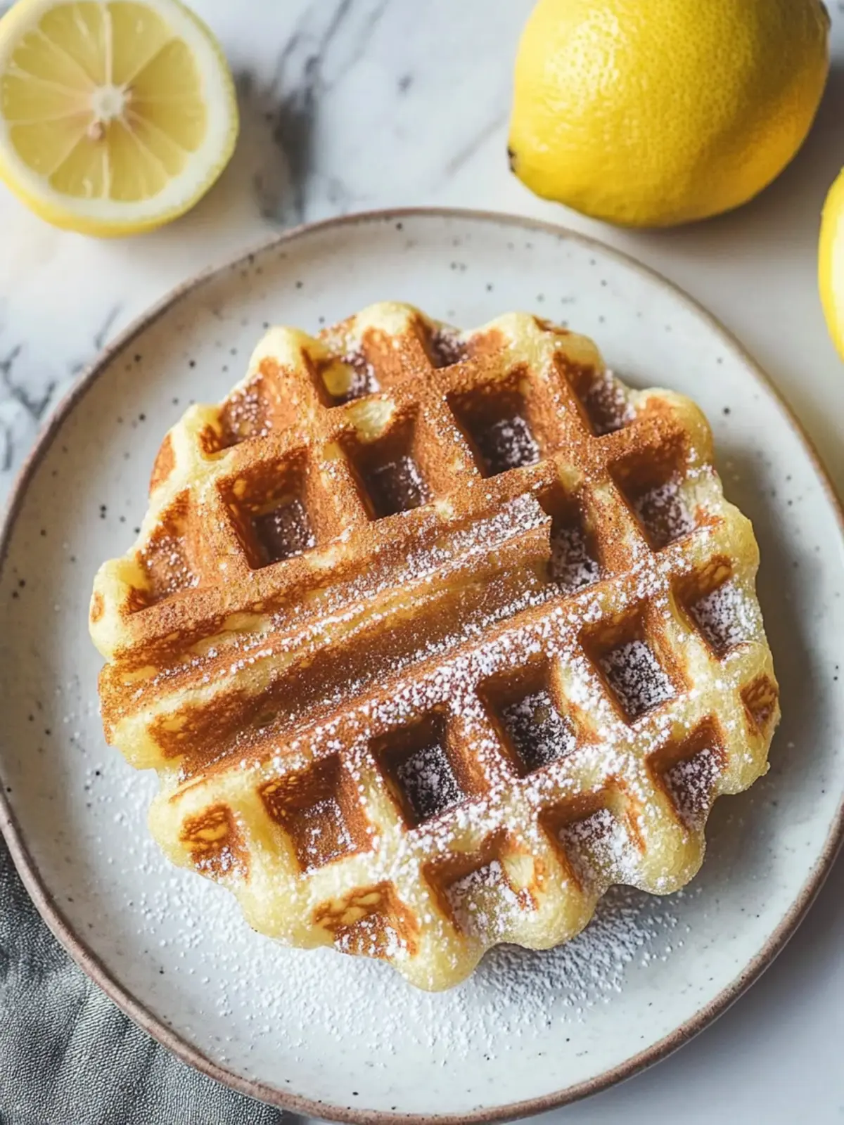 Delicious Mochi Waffles with Cinnamon Sugar and Lemon Drizzle 4 Mochi Waffles with Cinnamon Sugar and Lemon