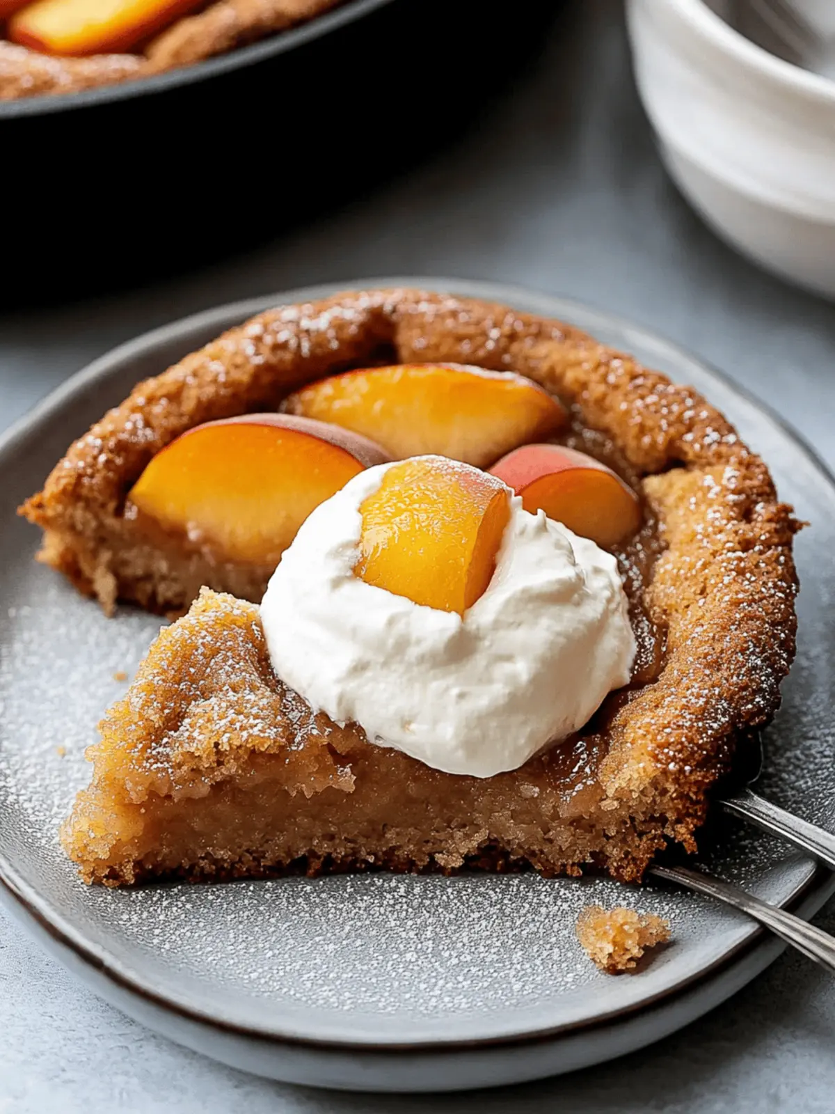 Decadent Brown Sugar Peach Skillet Cake with Vanilla Whipped Cream 4 Brown Sugar Peach Skillet Cake with Vanilla Whipped Cream