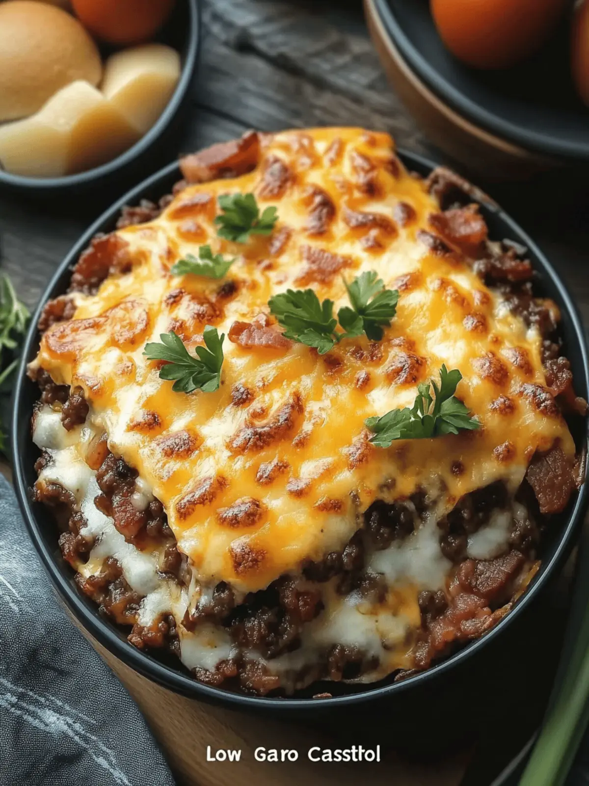 Irresistible Low-Carb Bacon Cheeseburger Casserole Delight 2 Low-Carb Bacon Cheeseburger Casserole