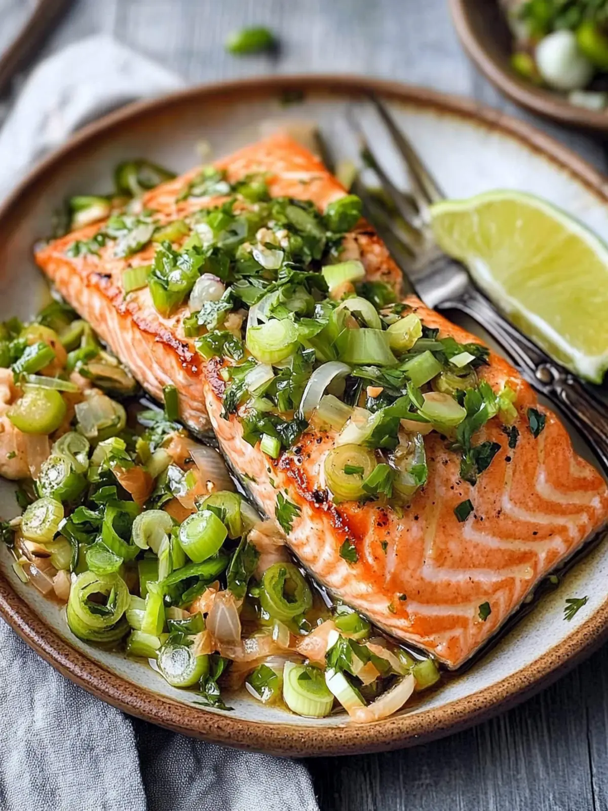 Miso Butter Salmon with Sizzled Scallion Salsa Verde Delight 2 Miso Butter Salmon with Sizzled Scallion Salsa Verde