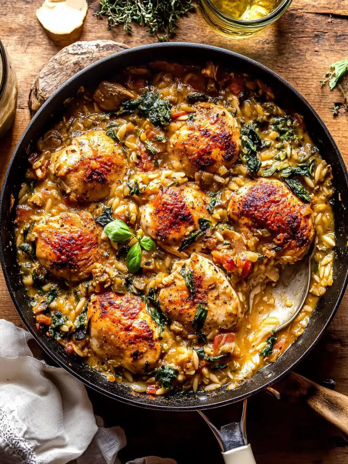 One Skillet Tuscan Chicken and Orzo for Easy Weeknight Dinner 4 One Skillet Tuscan Chicken and Orzo