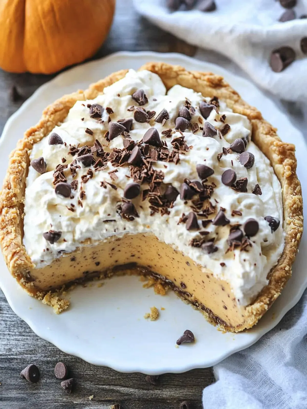 Decadent Chocolate Chip Pumpkin Pudding Pie for Fall Bliss 4 Chocolate Chip Pumpkin Pudding Pie