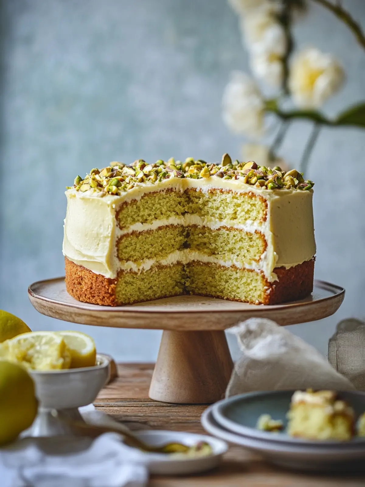 Lemon Ricotta Cake with Toasted Pistachio Frosting Recipe 2 Lemon Ricotta Cake with Toasted Pistachio Frosting