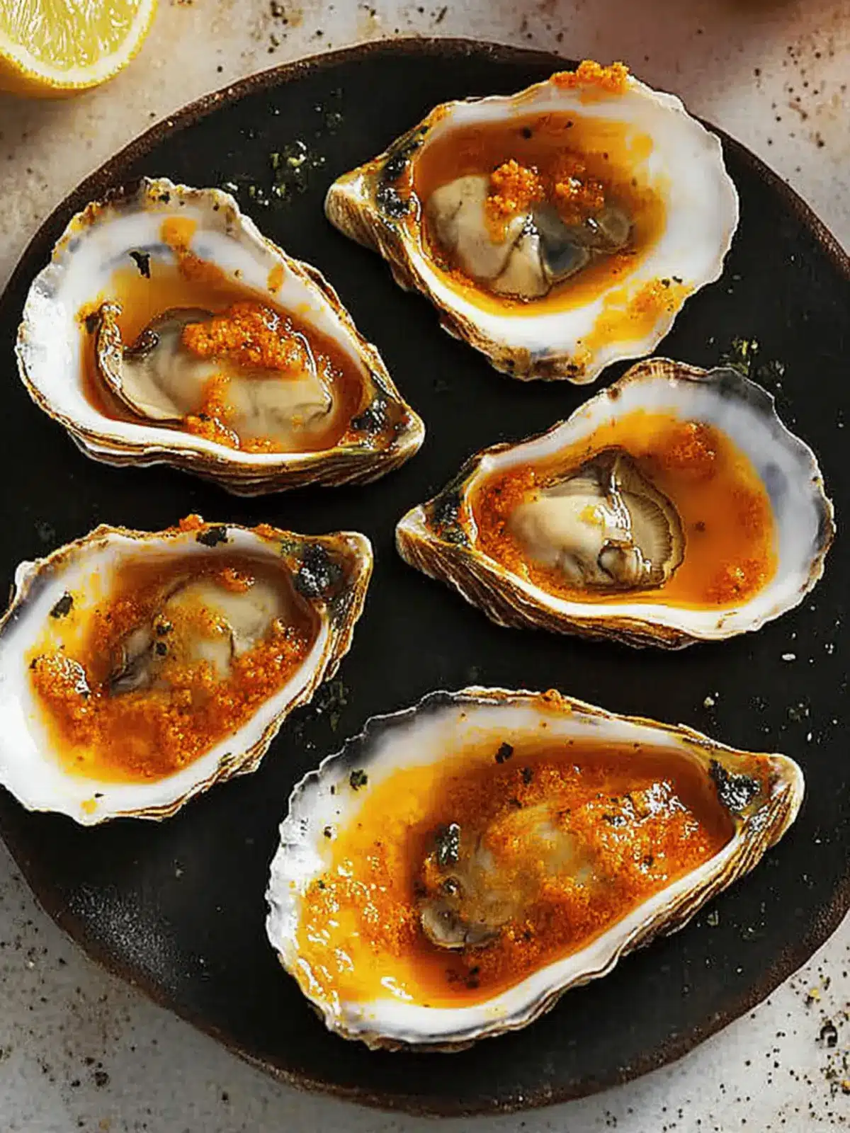 Savory Barbecued Oysters with Smoky Uni Butter Delight 4 Barbecued Oysters with Smoky Uni Butter