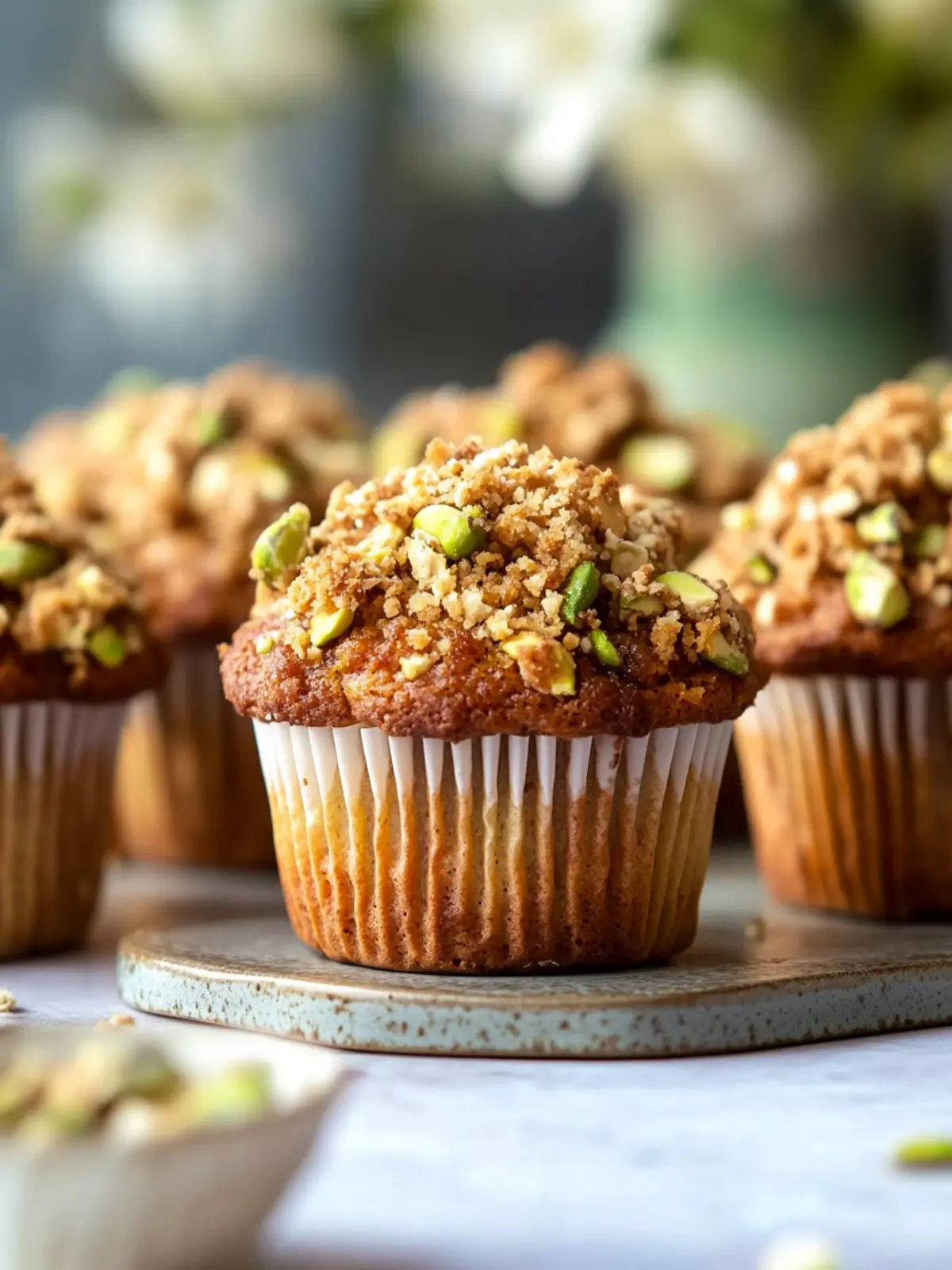 Pistachio Muffins with Pistachio Crumble Topping Perfection 3 Pistachio Muffins With Pistachio Crumble Topping