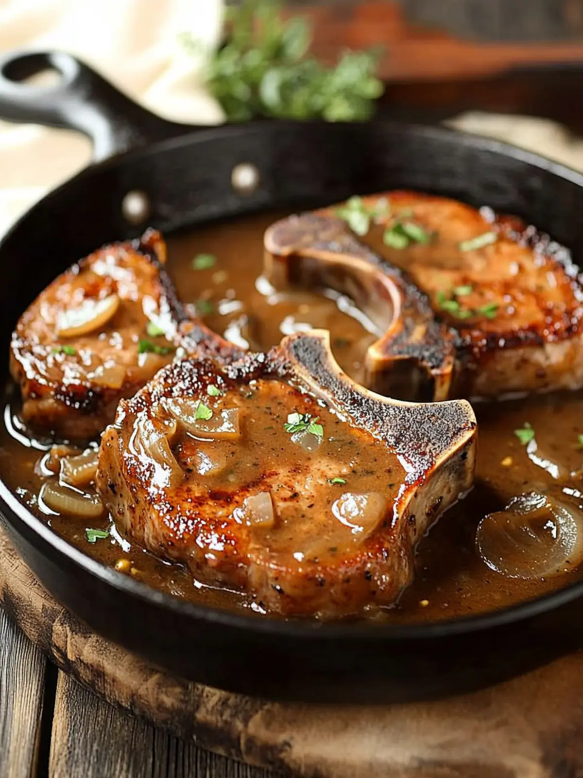 Savory Skillet Chops with French Onion Gravy Delight 4 Skillet Chops with French Onion Gravy