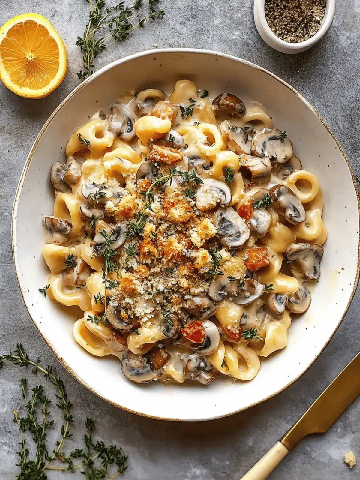 Cheesy Mushroom Pasta with Breadcrumbs and Thyme Bliss 2 Cheesy Mushroom Pasta with Breadcrumbs and Thyme