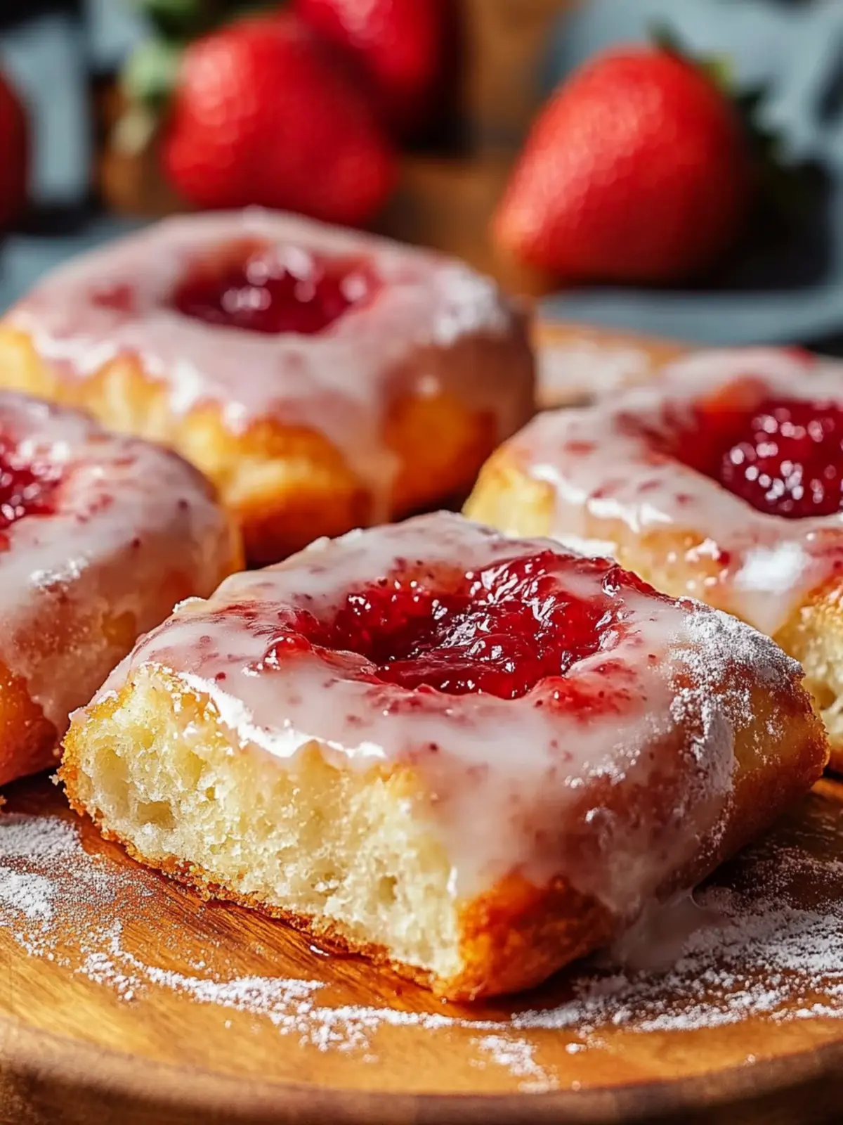 Glazed Strawberry Jam Donut Focaccia That's Simply Irresistible 4 Glazed Strawberry Jam Donut Focaccia