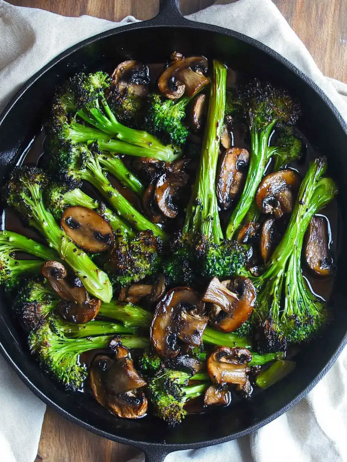 Savory Roasted Broccolini with Mushrooms in Balsamic Sauce 4 Roasted Broccolini with Mushrooms in Balsamic Sauce