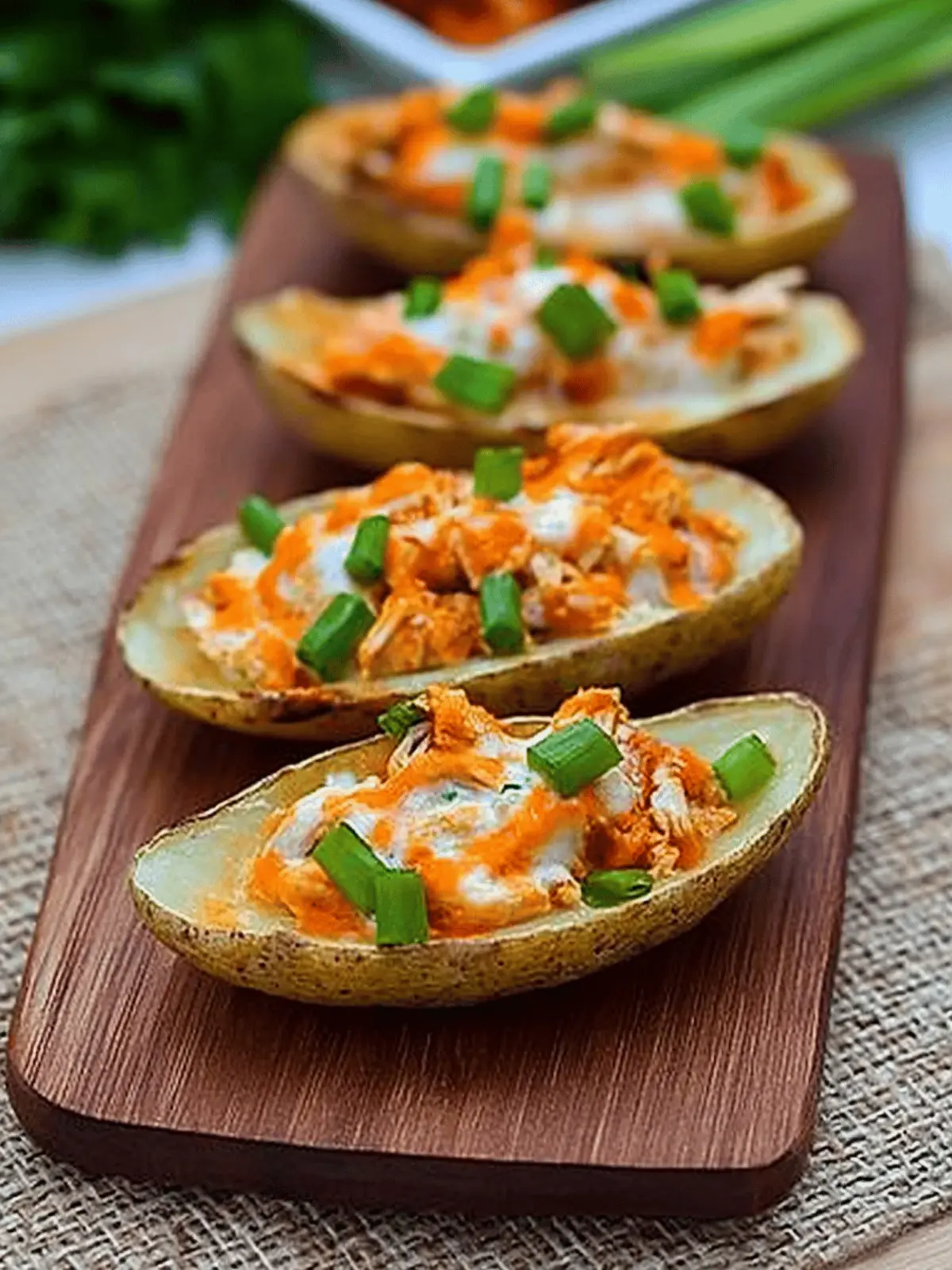 Buffalo Chicken Potato Skins for the Ultimate Game Day Snack 2 Buffalo Chicken Potato Skins