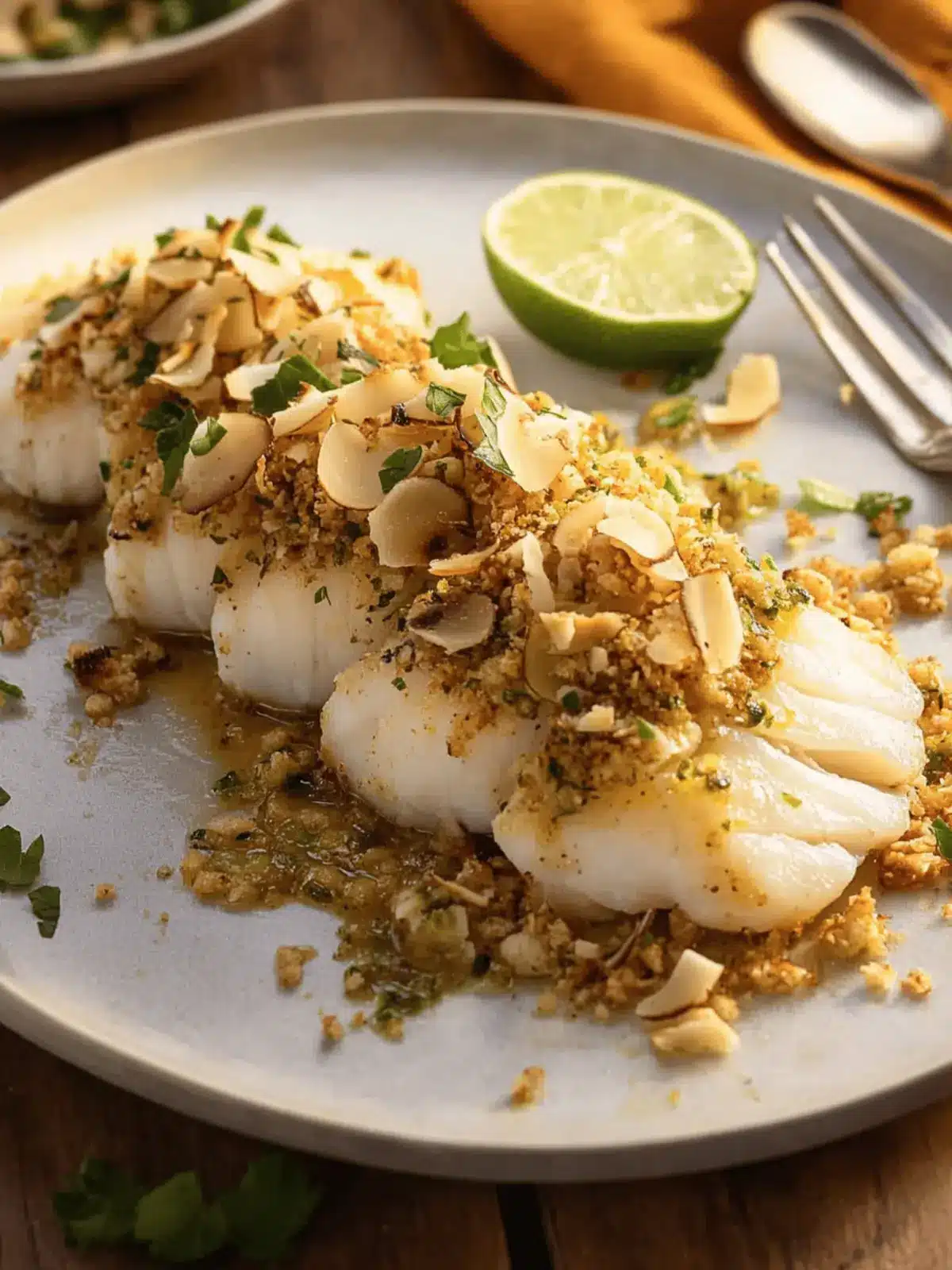 Savor Roasted Cod with Cashew Coconut Lime Topping Tonight 4 Roasted Cod with Cashew Coconut Lime Topping