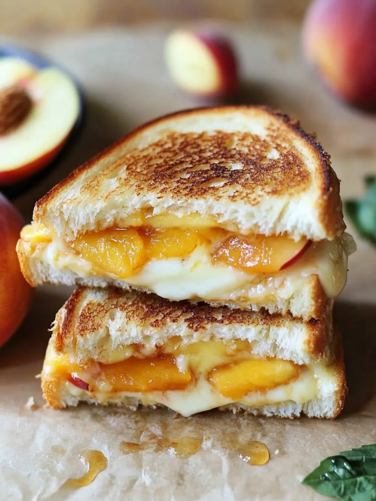 Sweet Honey Peach White Cheddar Grilled Cheese Delight 3 Honey Peach White Cheddar Grilled Cheese Sandwich