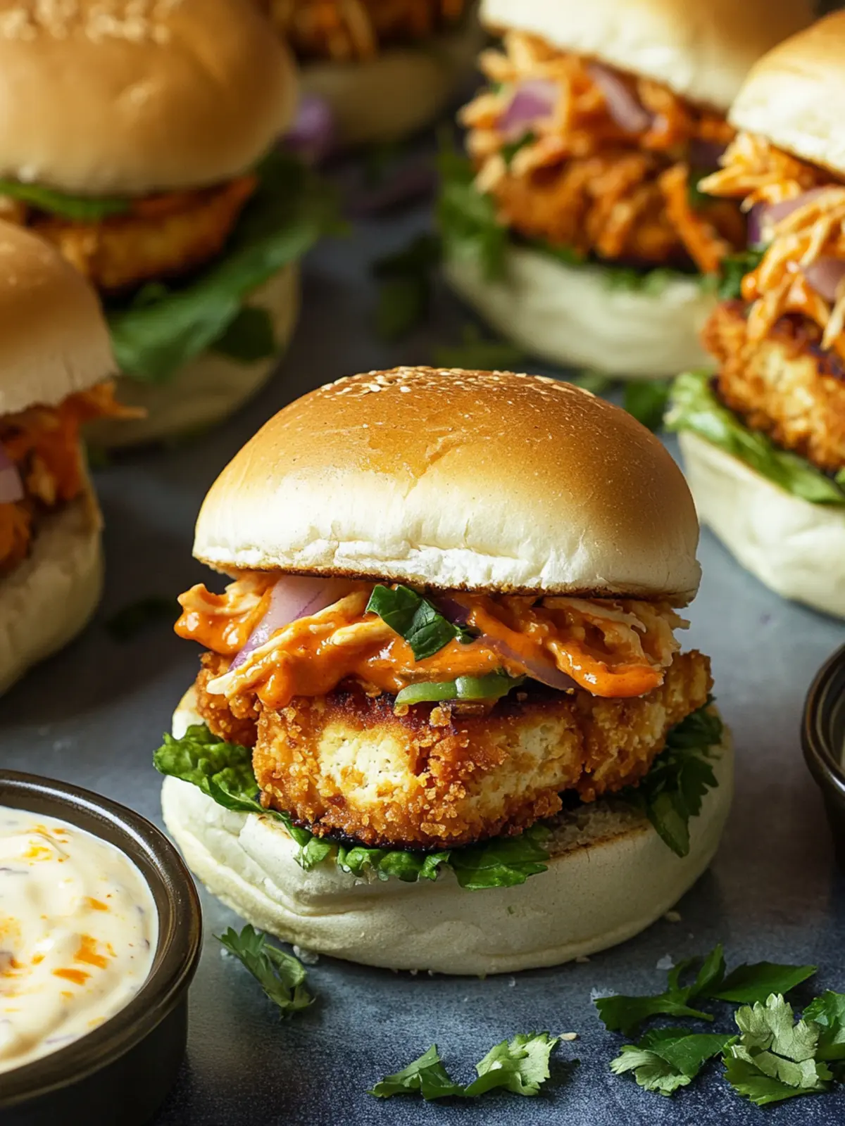 Crispy Tofu Sliders with Buffalo Mayo for Ultimate Flavor Bliss 3 Crispy Tofu Sliders with Buffalo Mayo