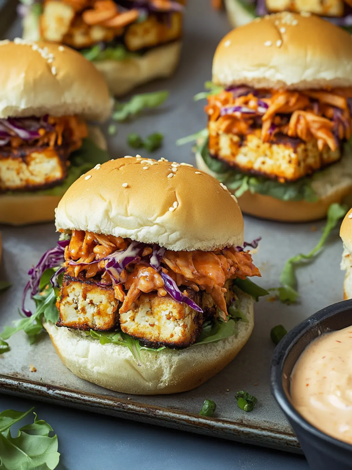 Crispy Tofu Sliders with Buffalo Mayo for Ultimate Flavor Bliss 4 Crispy Tofu Sliders with Buffalo Mayo