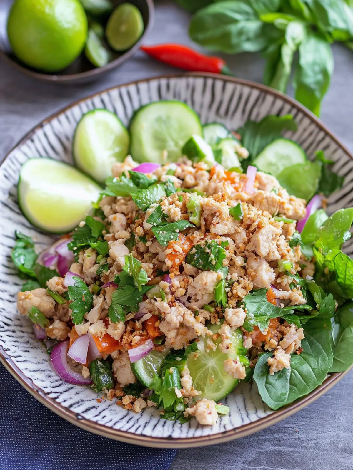 Laab Gai - Thai Ground Chicken Salad with Flavorful Twist 3 Laab Gai- Thai Ground Chicken Salad