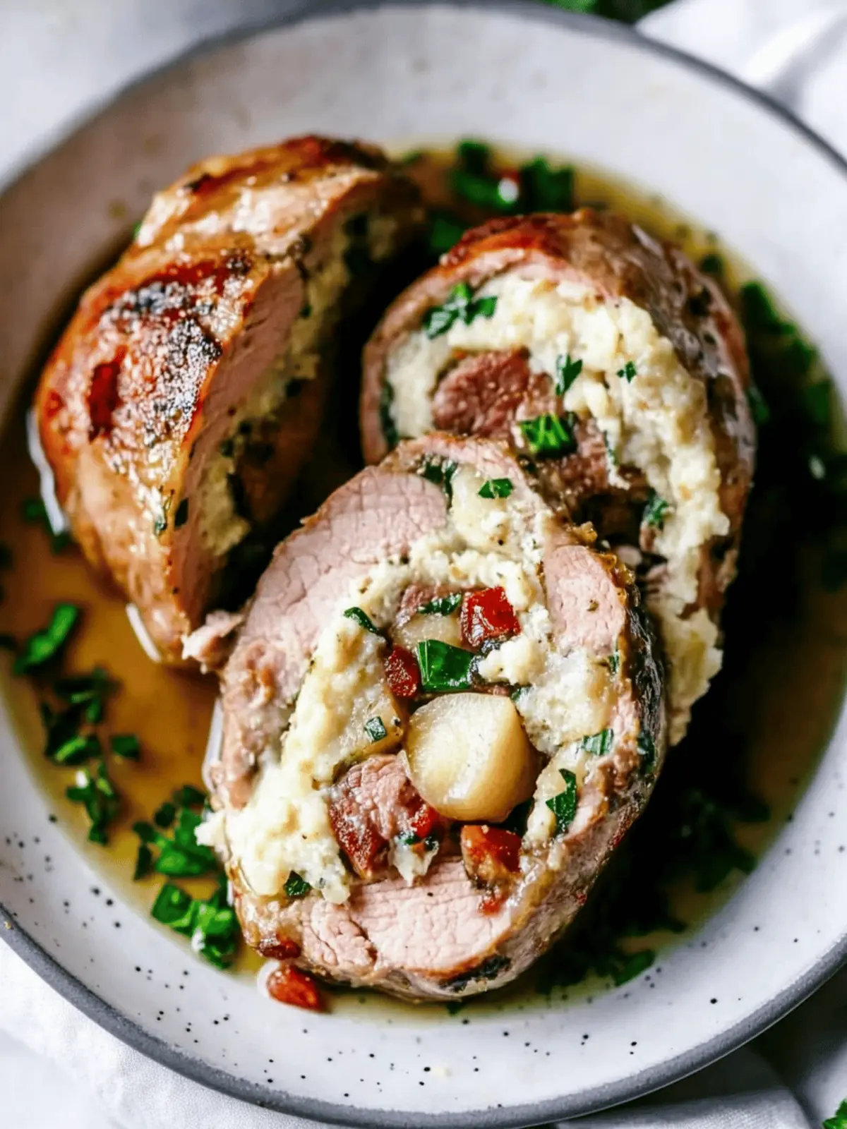 Savory Stuffed Pork Tenderloin with Apple Cider Pan Sauce 3 Stuffed Pork Tenderloin with Apple Cider Pan Sauce