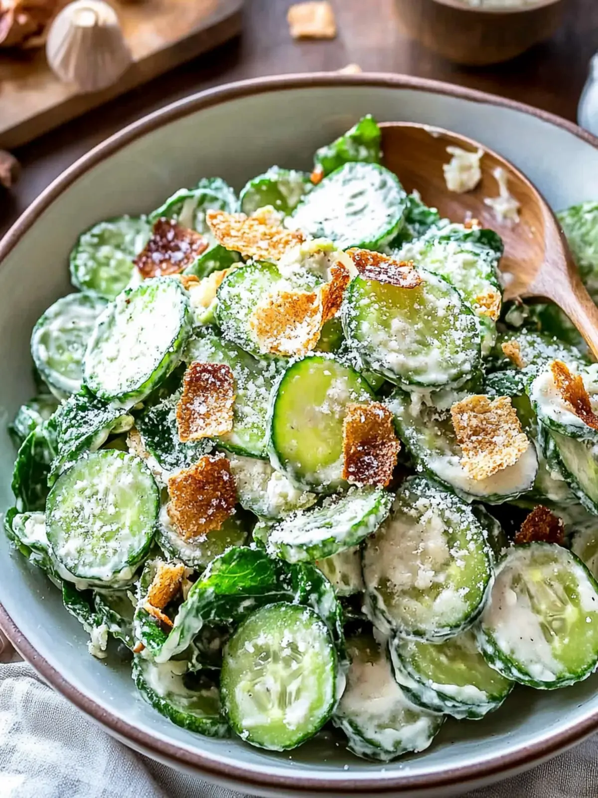 Crispy Cucumber Caesar Salad with a Twist of Zesty Flavor 4 Cucumber Caesar Salad