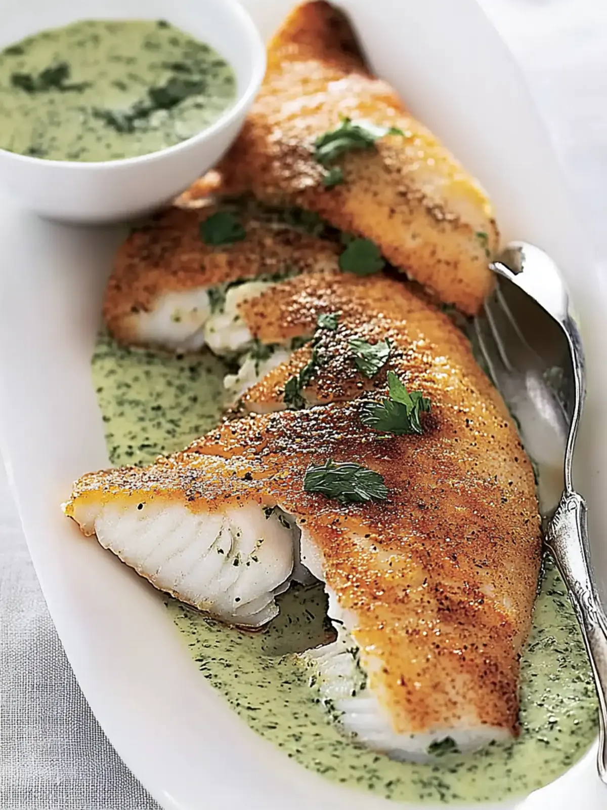 Delicious Sea Bass Fillets with Parsley Sauce to Impress! 4 Sea Bass Fillets with Parsley Sauce