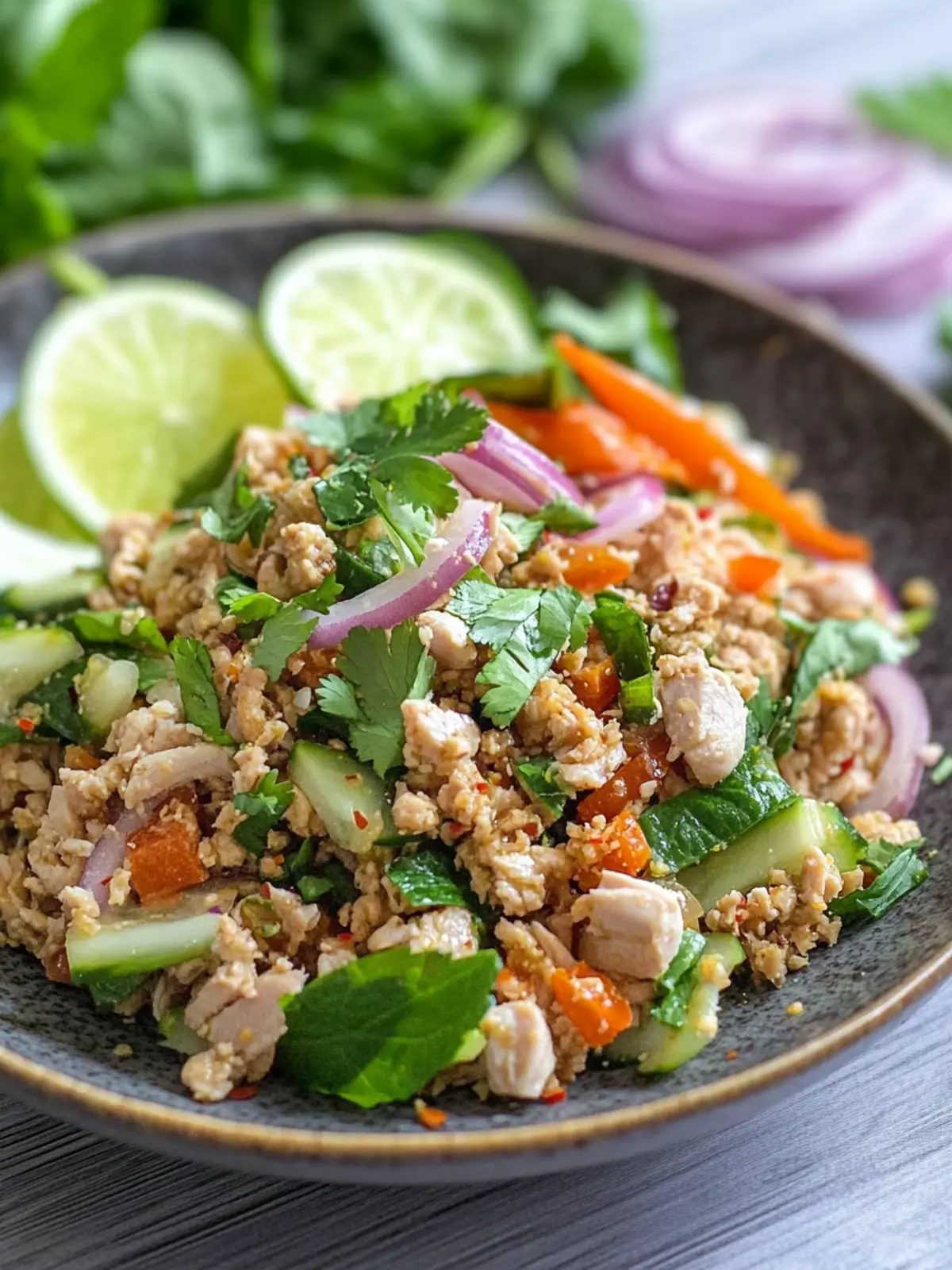 Laab Gai - Thai Ground Chicken Salad with Flavorful Twist 4 Laab Gai- Thai Ground Chicken Salad