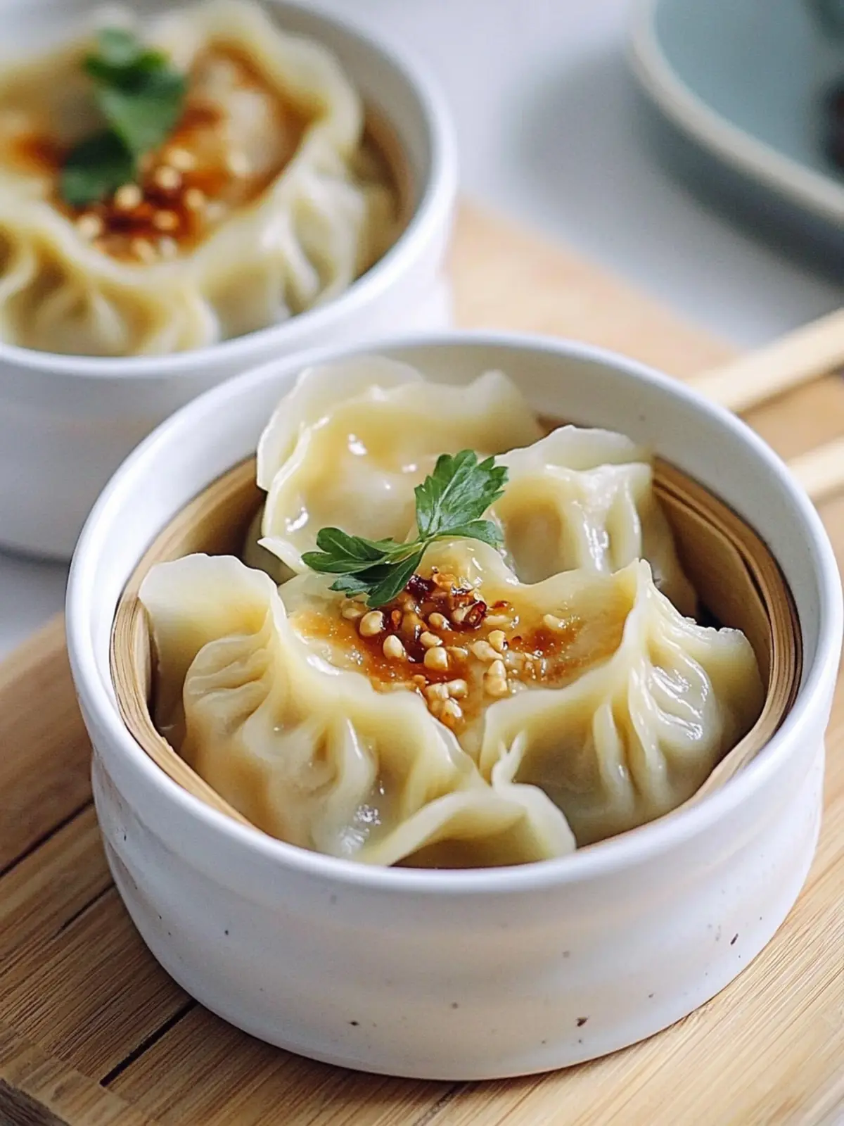 Delicious Steamed Dumplings in a Bowl for Cozy Nights 2 Steamed Dumplings in a Bowl