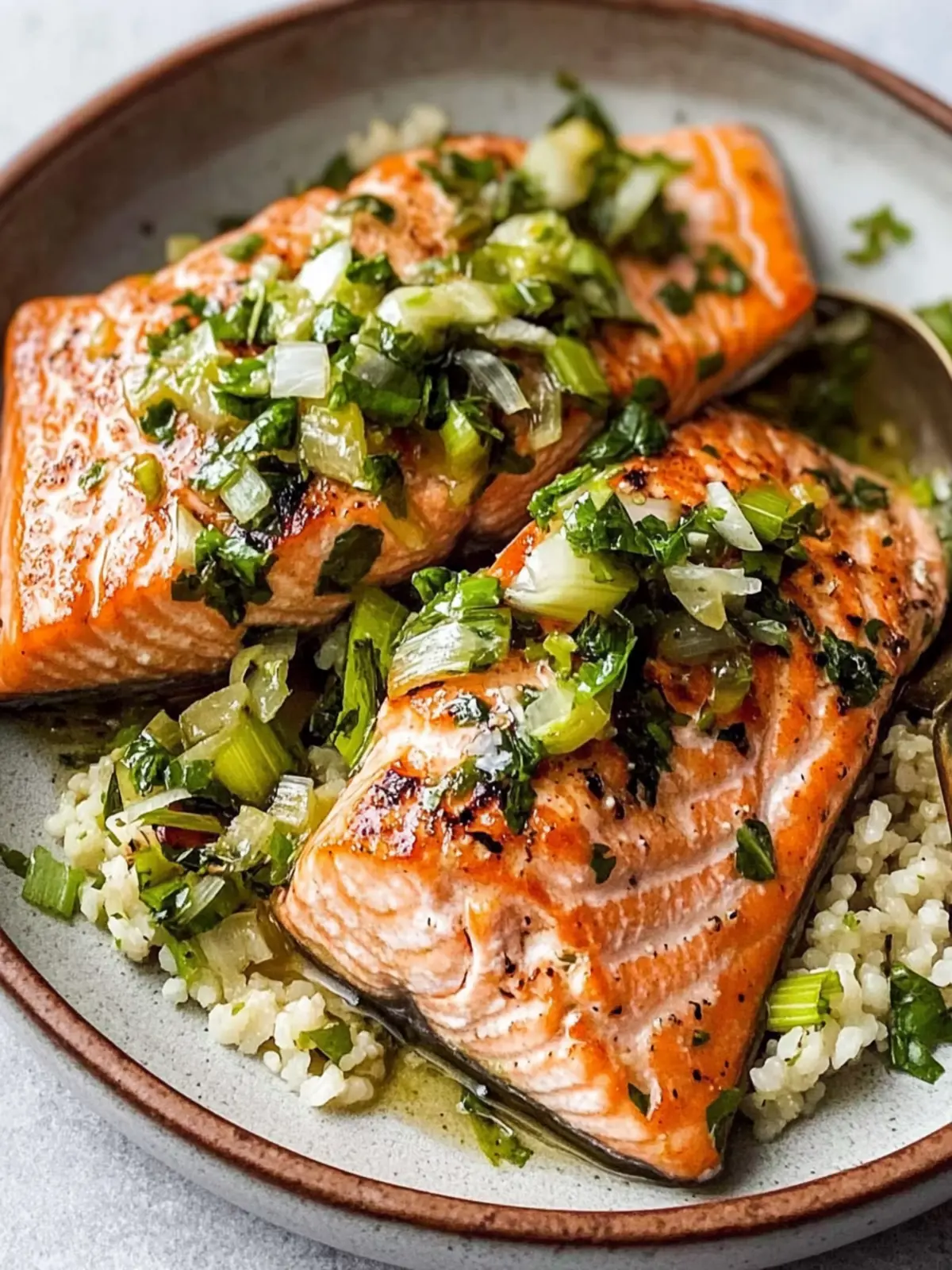 Miso Butter Salmon with Sizzled Scallion Salsa Verde Delight 3 Miso Butter Salmon with Sizzled Scallion Salsa Verde